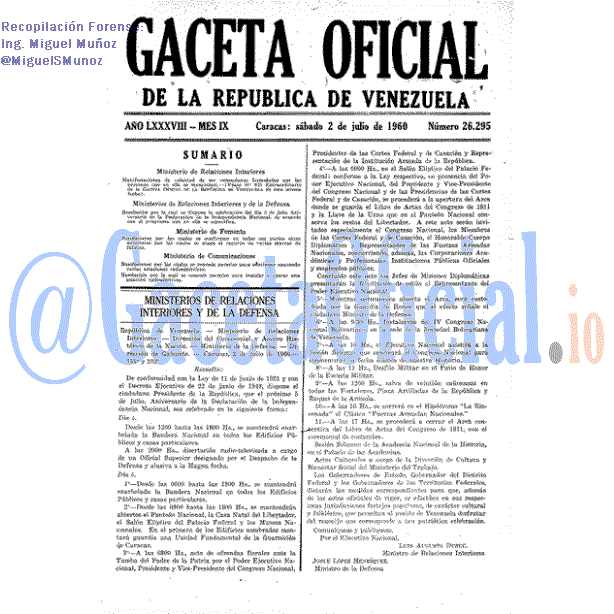 Gaceta Oficial 26295 del 2 Julio 1960