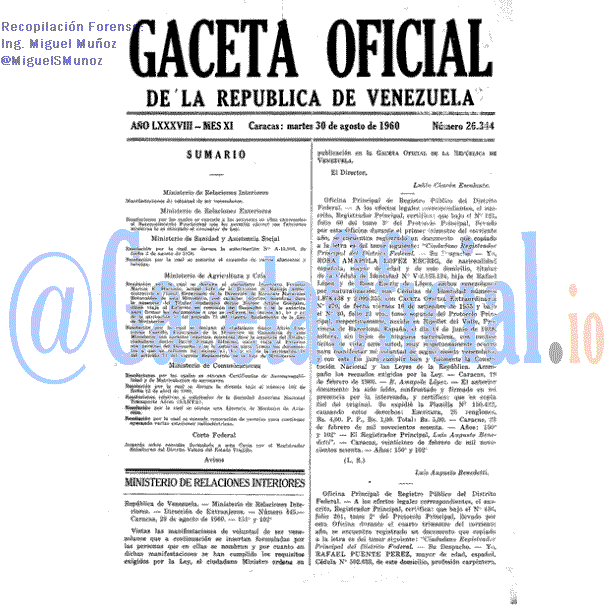 Gaceta Oficial 26344 del 30 Agosto 1960