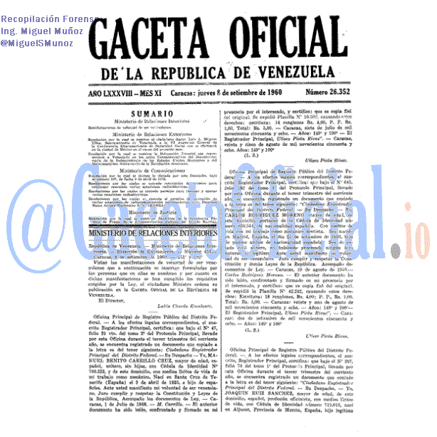 Gaceta Oficial 26352 del 8 Septiembre 1960