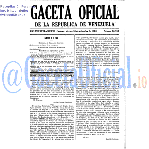 Gaceta Oficial 26359 del 16 Septiembre 1960