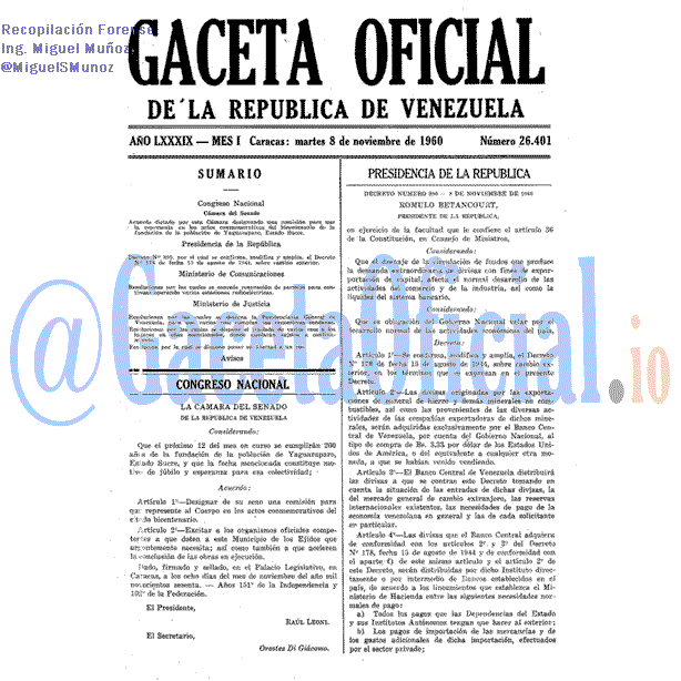 Gaceta Oficial 26401 del 8 Noviembre 1960