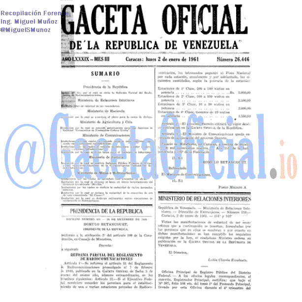 Gaceta Oficial 26446 del 2 Enero 1961