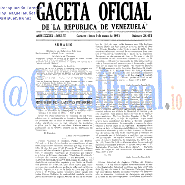 Gaceta Oficial 26451 del 9 Enero 1961