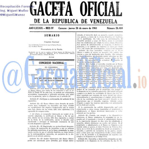 Gaceta Oficial 26466 del 26 Enero 1961