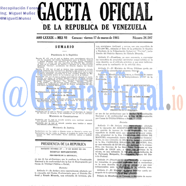Gaceta Oficial 26507 del 17 Marzo 1961