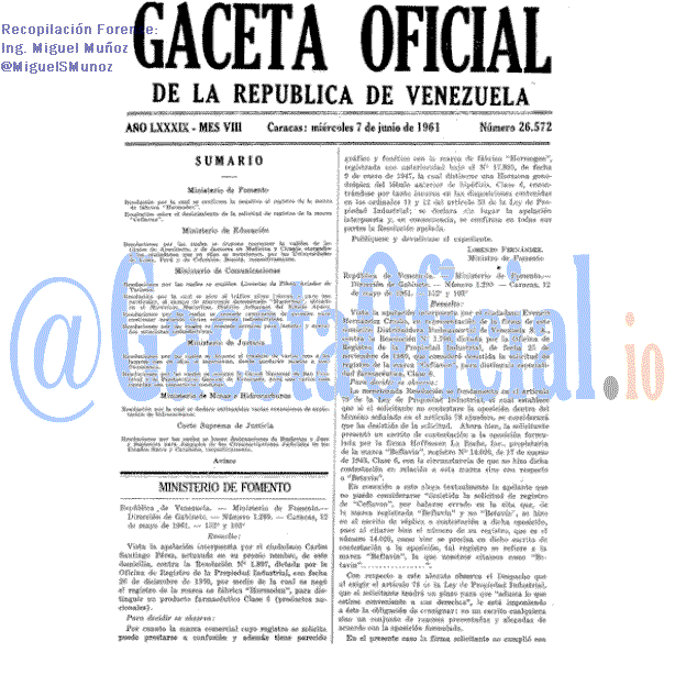 Gaceta Oficial 26572 del 7 Junio 1961
