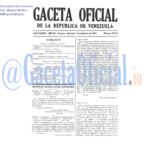 Gaceta Oficial 26647 del 6 Septiembre 1961