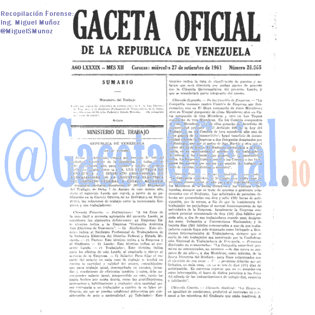 Gaceta Oficial 26665 del 27 Septiembre 1961
