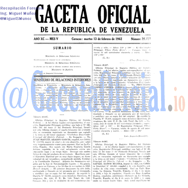 Gaceta Oficial 26777 del 13 Febrero 1962
