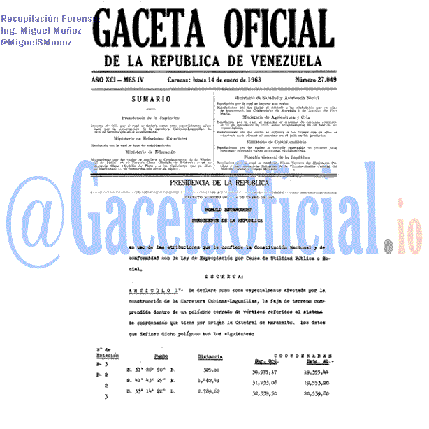 Gaceta Oficial 27049 del 14 Enero 1963