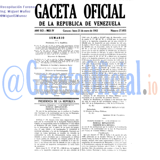 Gaceta Oficial 27055 del 21 Enero 1963