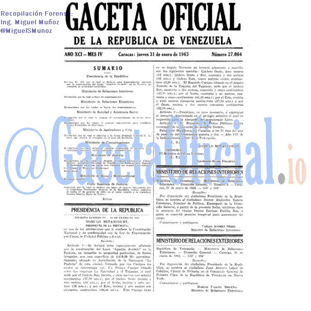 Gaceta Oficial 27064 del 31 Enero 1963