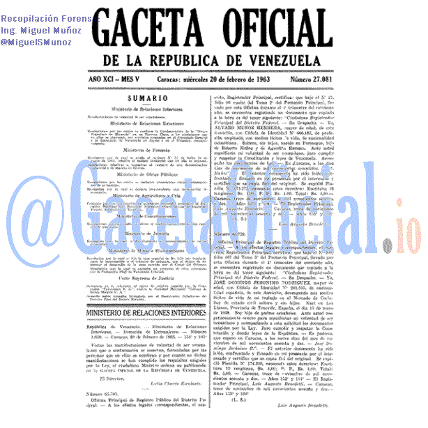 Gaceta Oficial 27081 del 20 Febrero 1963