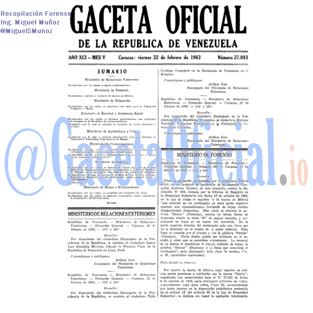Gaceta Oficial 27083 del 22 Febrero 1963