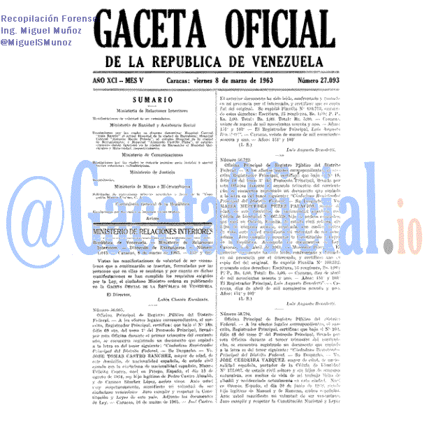 Gaceta Oficial 27093 del 8 Marzo 1963