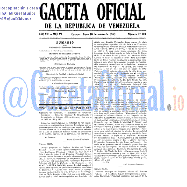Gaceta Oficial 27101 del 18 Marzo 1963