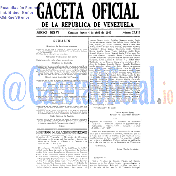 Gaceta Oficial 27115 del 4 Abril 1963