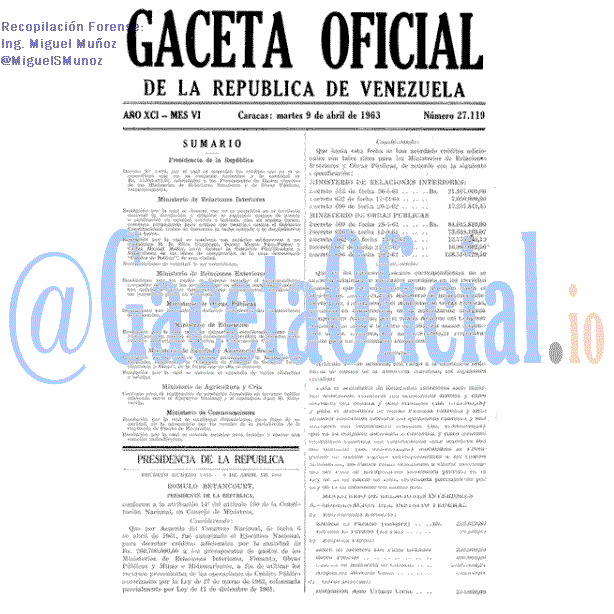 Gaceta Oficial 27119 del 9 Abril 1963