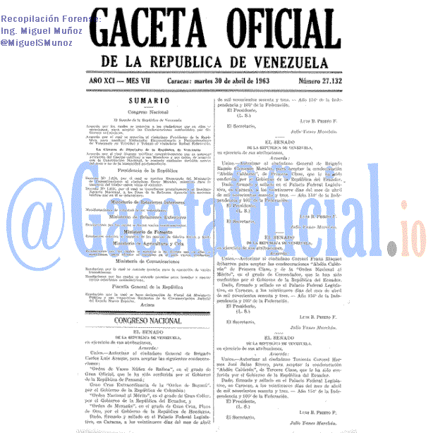 Gaceta Oficial 27132 del 30 Abril 1963