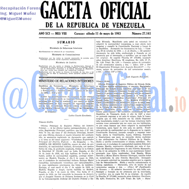 Gaceta Oficial 27141 del 11 Mayo 1963