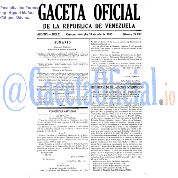 Gaceta Oficial 27207 del 31 Julio 1963