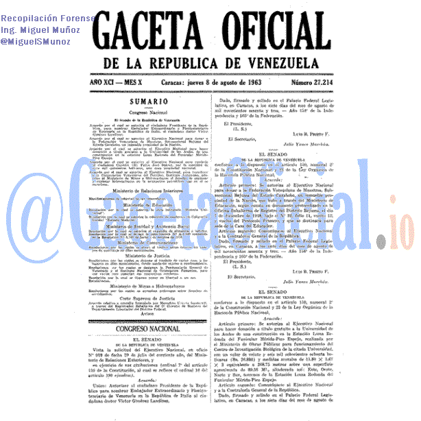 Gaceta Oficial 27214 del 8 Agosto 1963