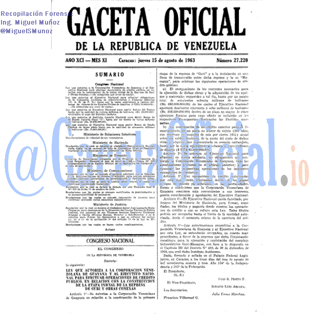 Gaceta Oficial 27220 del 15 Agosto 1963