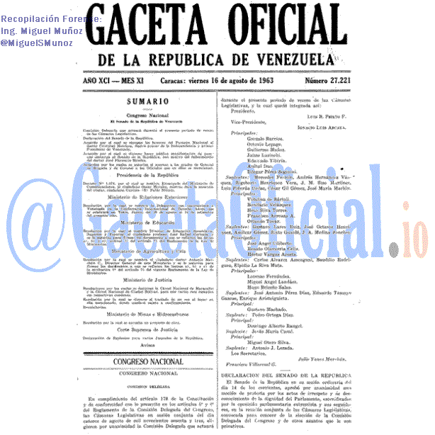 Gaceta Oficial 27221 del 16 Agosto 1963