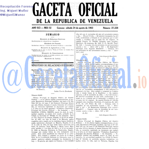 Gaceta Oficial 27228 del 24 Agosto 1963