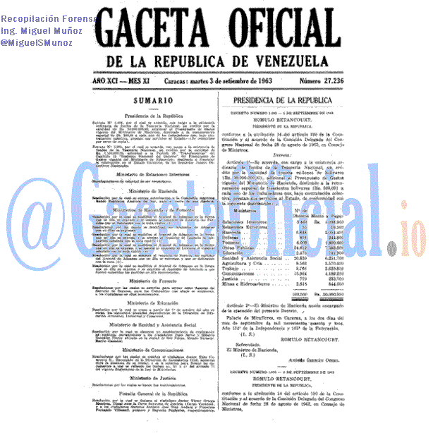Gaceta Oficial 27236 del 3 Septiembre 1963