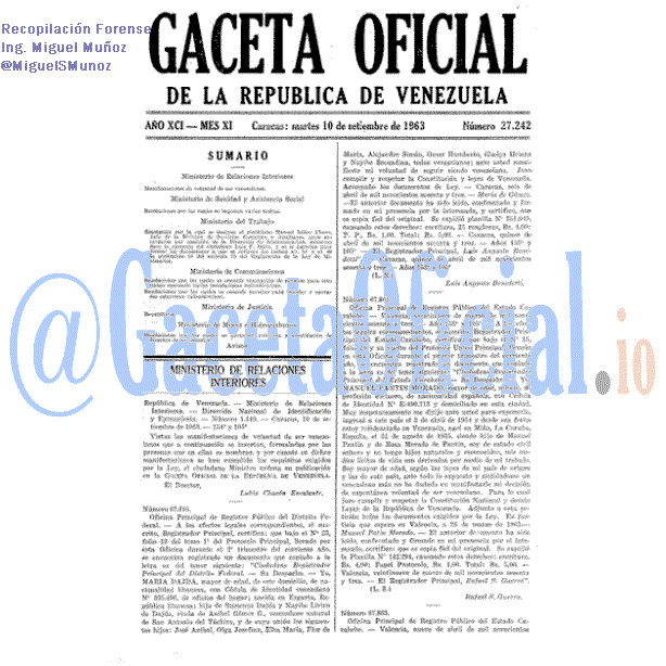 Gaceta Oficial 27242 del 10 Septiembre 1963