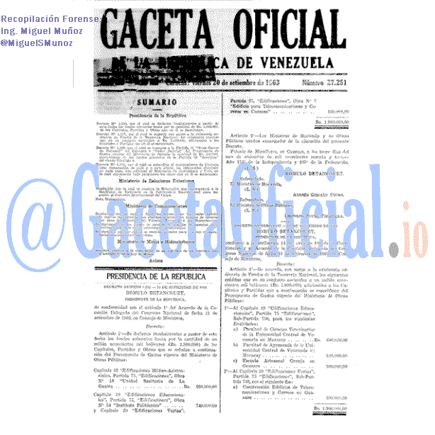 Gaceta Oficial 27251 del 20 Septiembre 1963