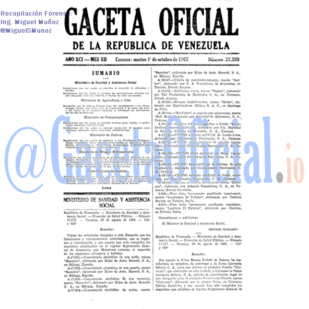 Gaceta Oficial 27260 del 1 Octubre 1963