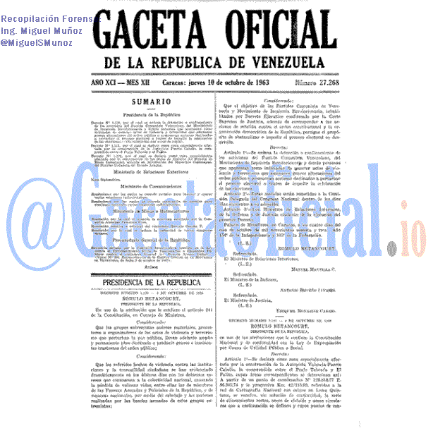 Gaceta Oficial 27268 del 10 Octubre 1963