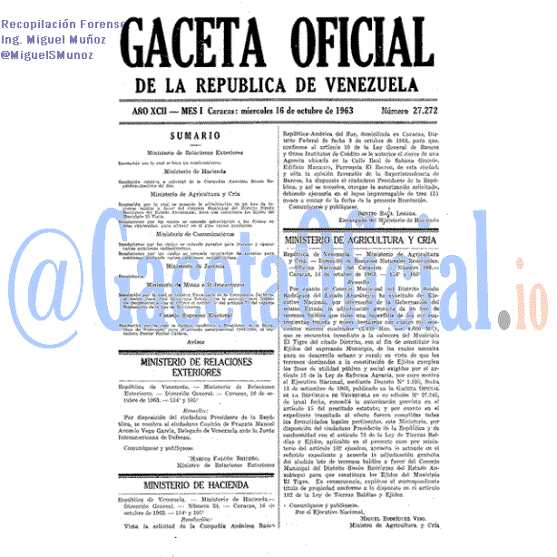 Gaceta Oficial 27272 del 16 Octubre 1963