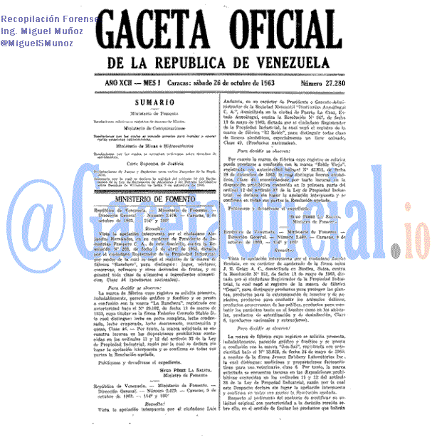 Gaceta Oficial 27280 del 26 Octubre 1963