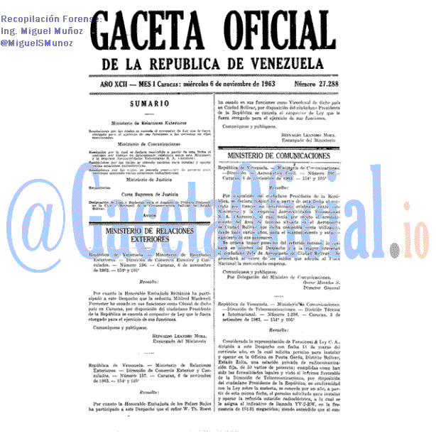 Gaceta Oficial 27288 del 6 Noviembre 1963