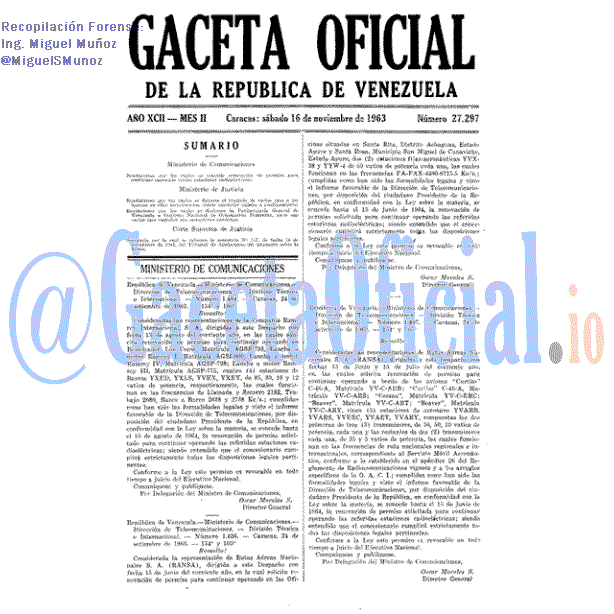 Gaceta Oficial 27297 del 16 Noviembre 1963