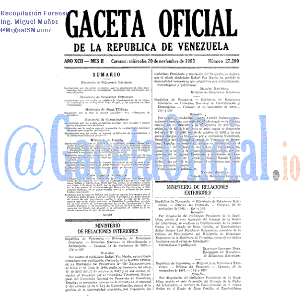 Gaceta Oficial 27300 del 20 Noviembre 1963