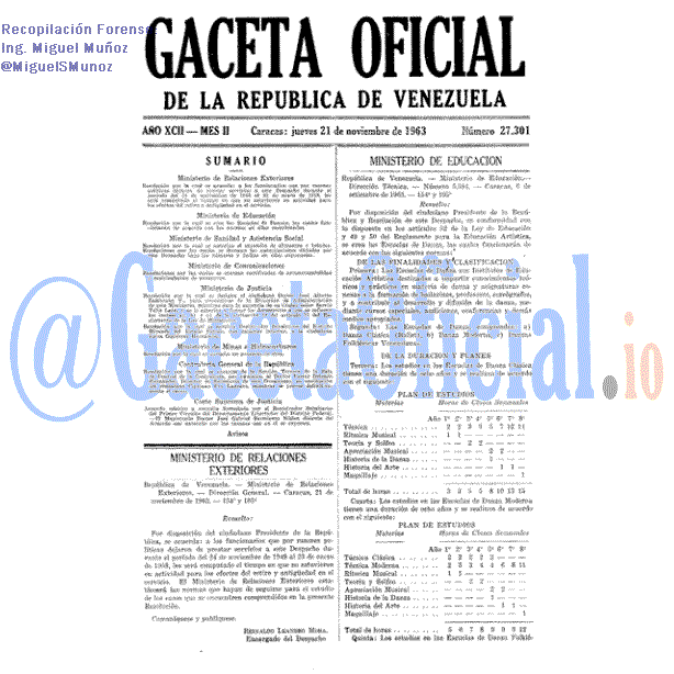 Gaceta Oficial 27301 del 21 Noviembre 1963