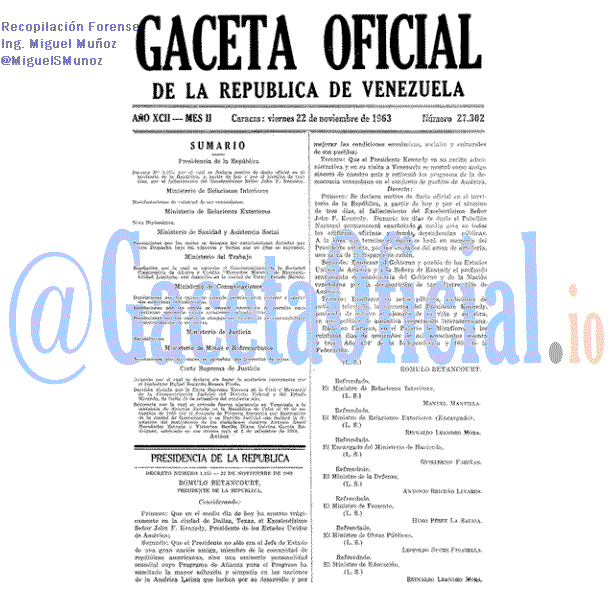 Gaceta Oficial 27302 del 22 Noviembre 1963