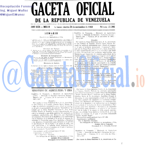 Gaceta Oficial 27305 del 26 Noviembre 1963