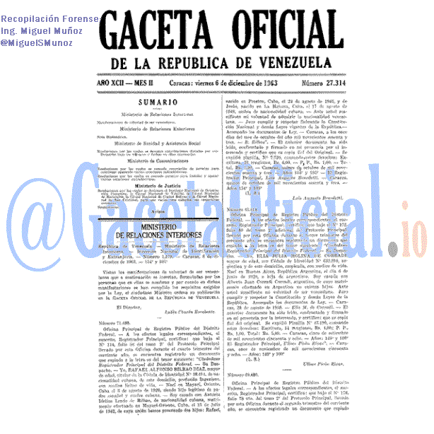 Gaceta Oficial 27314 del 6 Diciembre 1963