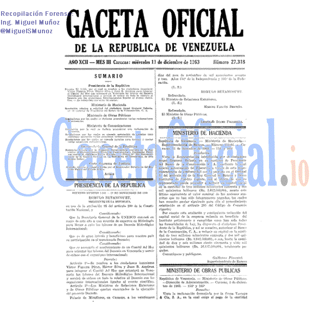 Gaceta Oficial 27318 del 11 Diciembre 1963