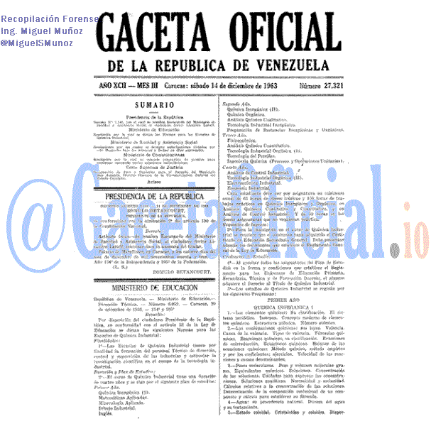 Gaceta Oficial 27321 del 14 Diciembre 1963