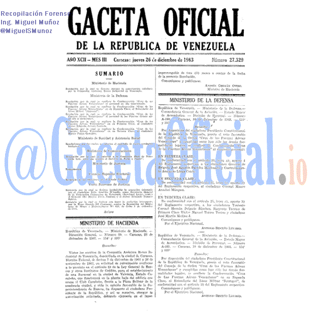 Gaceta Oficial 27329 del 26 Diciembre 1963