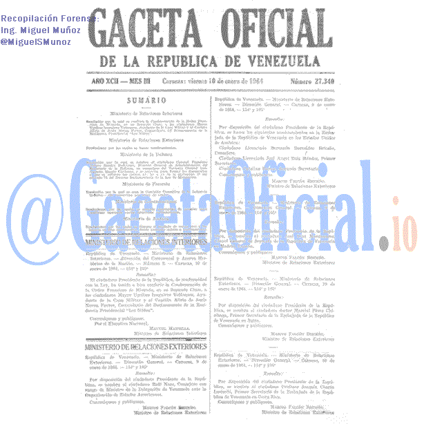 Gaceta Oficial 27340 del 10 Enero 1964