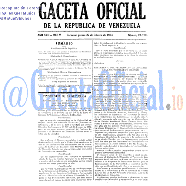 Gaceta Oficial 27379 del 27 Febrero 1964