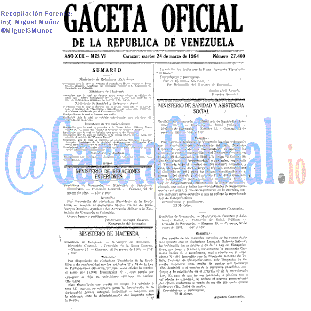 Gaceta Oficial 27400 del 24 Marzo 1964