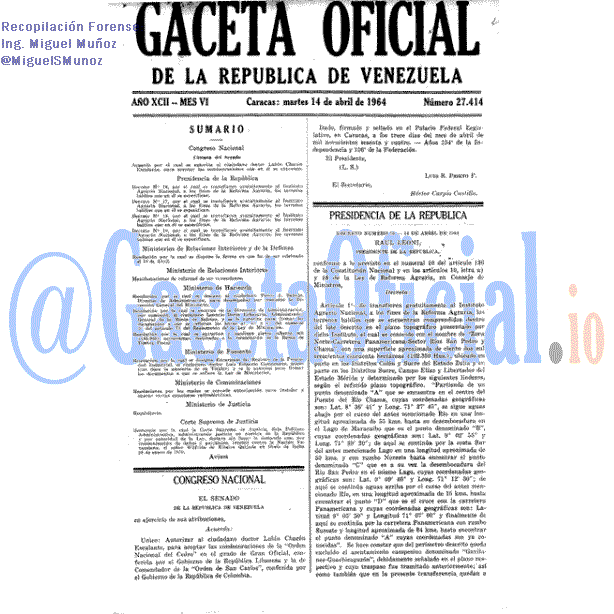 Gaceta Oficial 27414 del 14 Abril 1964
